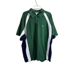 Lacoste Relaxed‎ Fit Polo Shirt Color Block Accents Green White Men Size 4XL